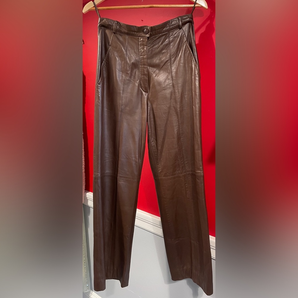 Ferragamo Brown Leather Pants